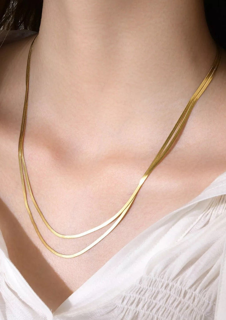 Double Layer Snake 18k Gold Plated Necklace